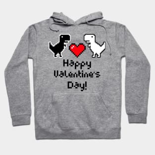 Happy Valentines Pixel Dinosaurs Hoodie